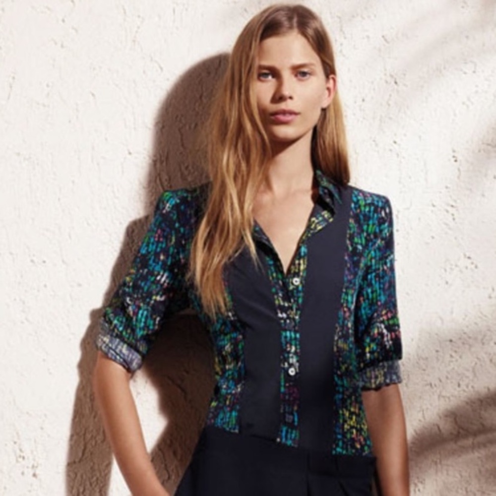 Derek Lam for Design Nation Nightshade Blouse Black Multi Size Medium